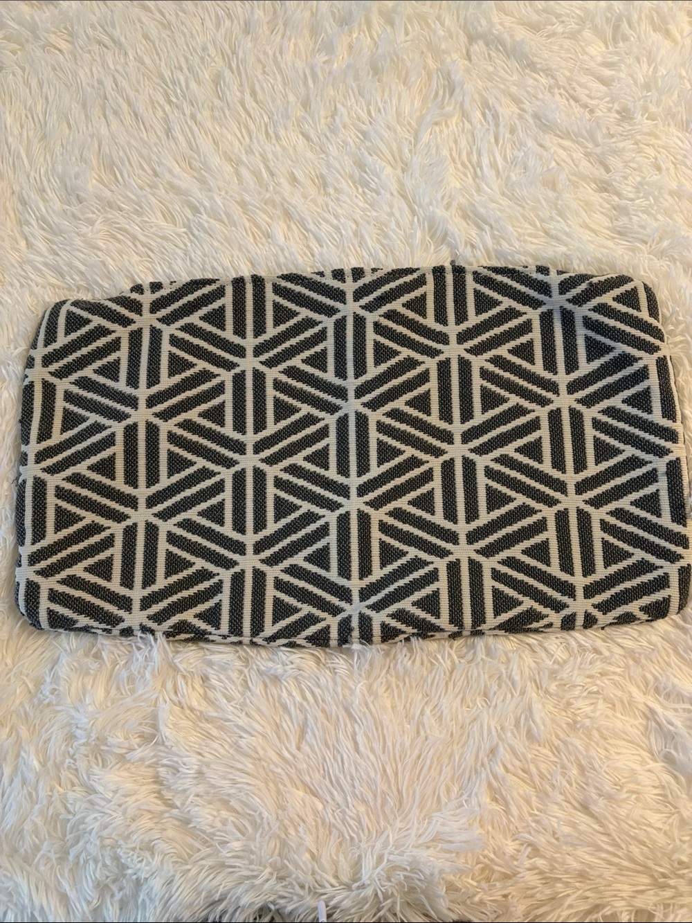 Geometric Black and Cream Woven rectangular pillow case with zipper top